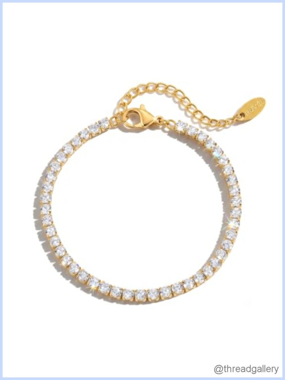 14K PVD Gold Plated Tennis Bracelet Cubic Zirconia Waterproof Stainless Steel